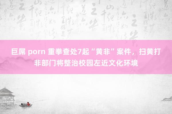 巨屌 porn 重拳查处7起“黄非”案件，扫黄打非部门将整治校园左近文化环境