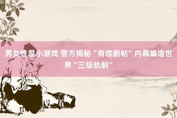 男女性爱小游戏 警方揭秘“有偿删帖”内幕编造世界“三级轨制”