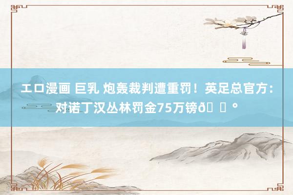 エロ漫画 巨乳 炮轰裁判遭重罚！英足总官方：对诺丁汉丛林罚金75万镑💰